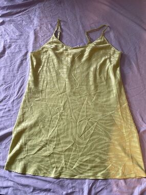 Satin Slip Chemise in Light Olive Green